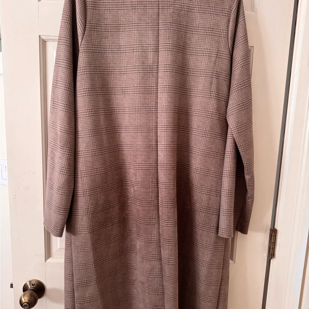 Buckle Black Plaid Longline Open Front Coat – Size Medium - Picture 2 of 3